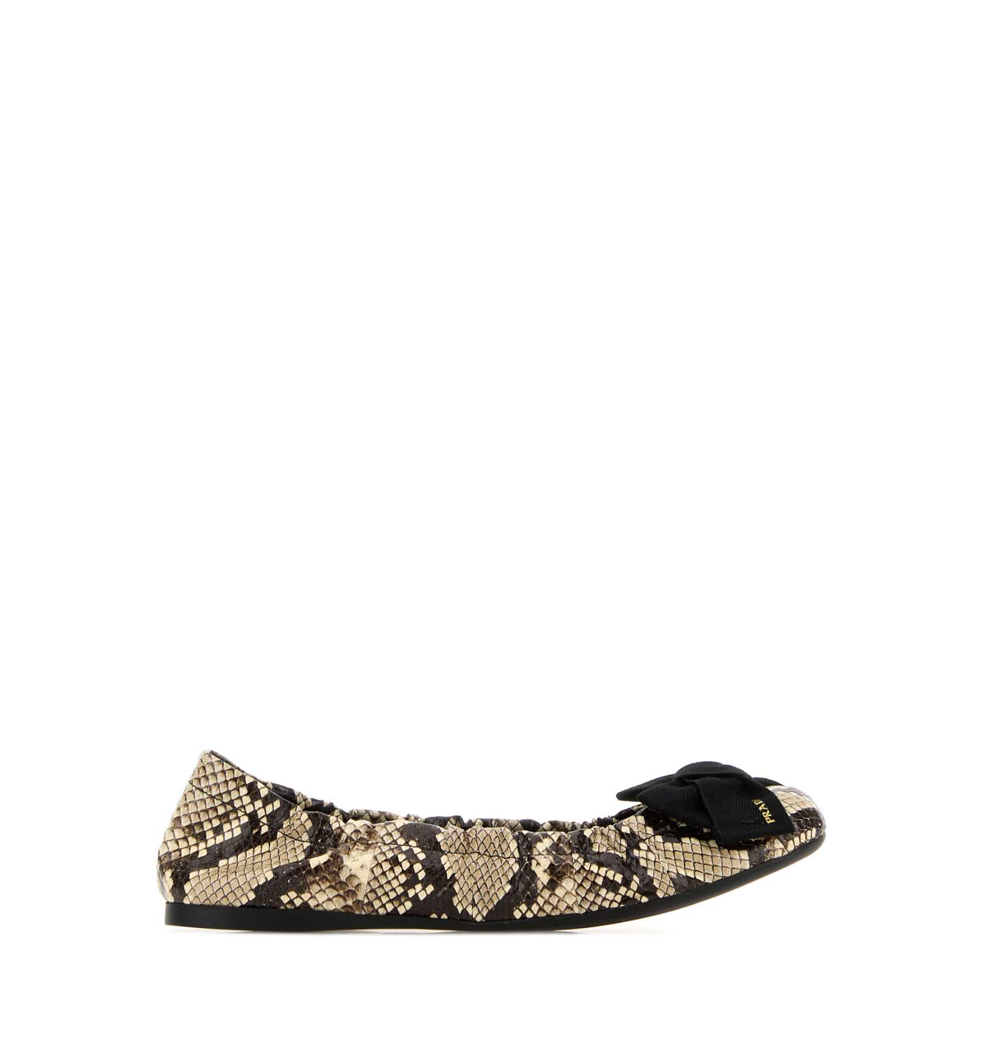 Printed leather ballerinas with bow
