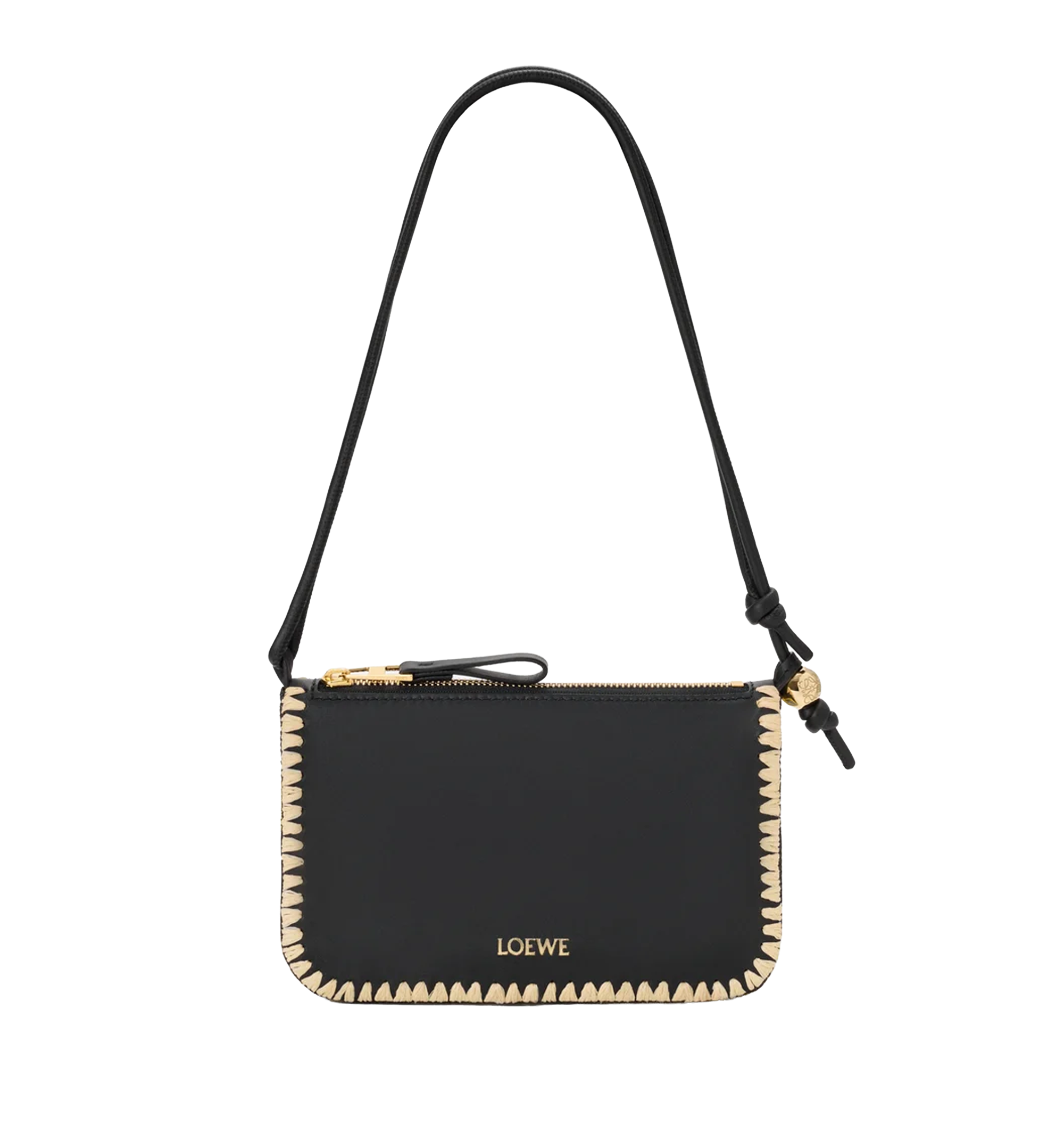 Rio pouch in classic calfskin and raffia
