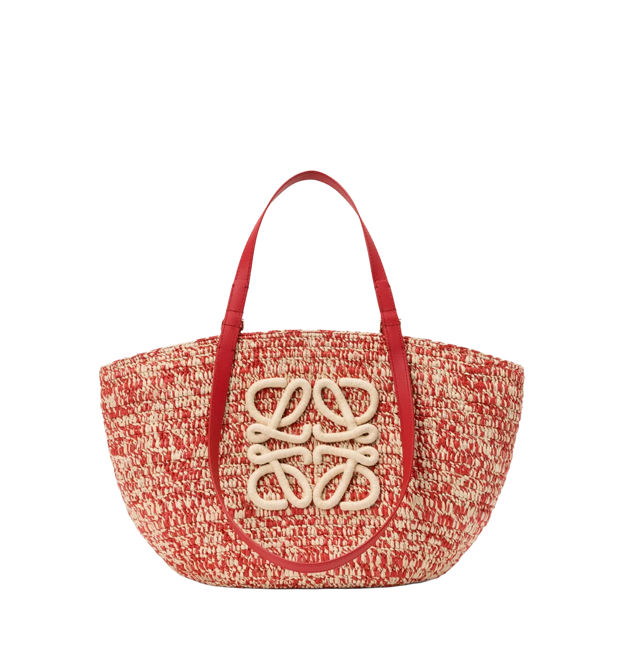 Medium Eclipse basket in raffia and calfskin