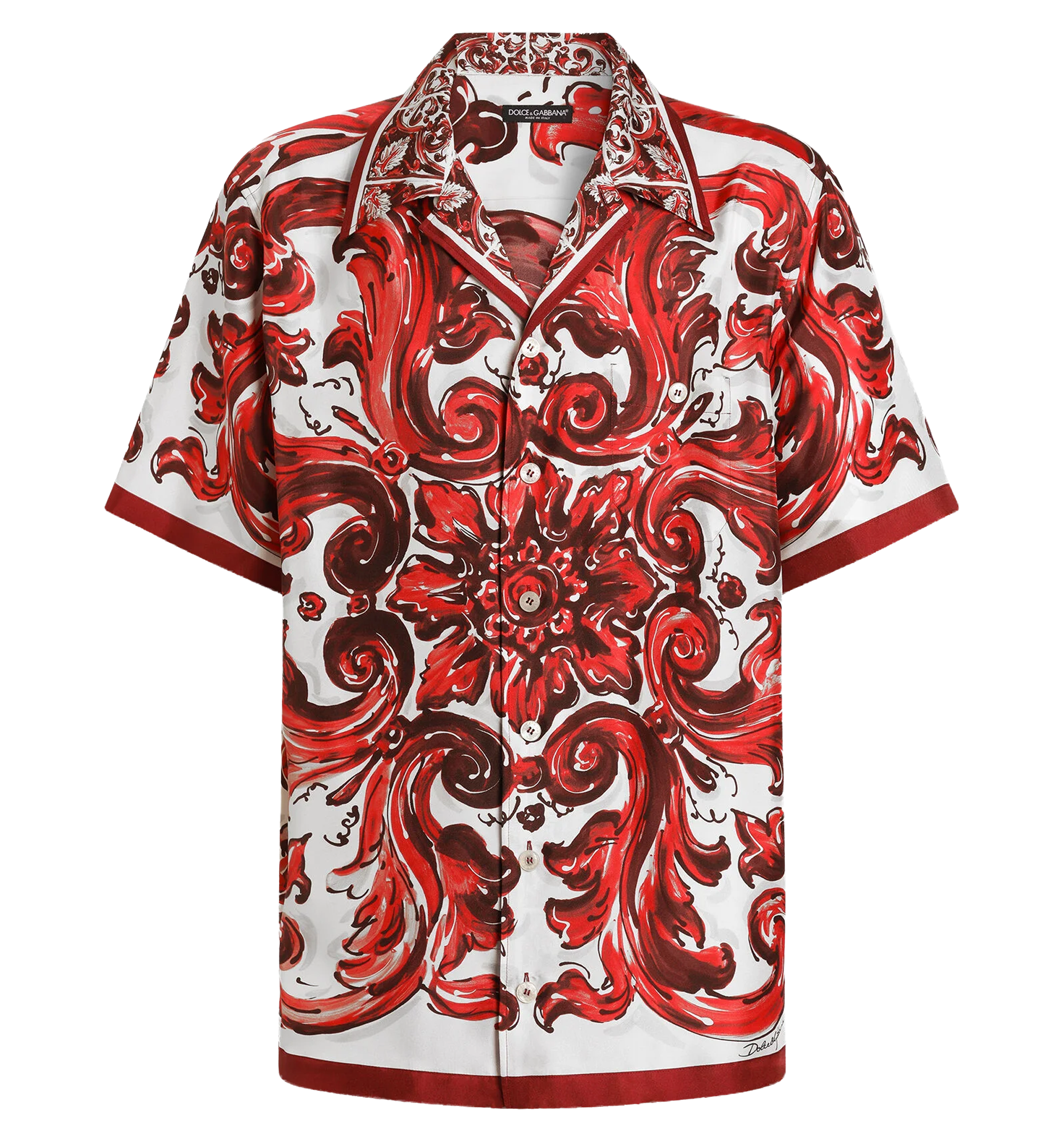 Maiolica print Hawaii Shirt in silk twill