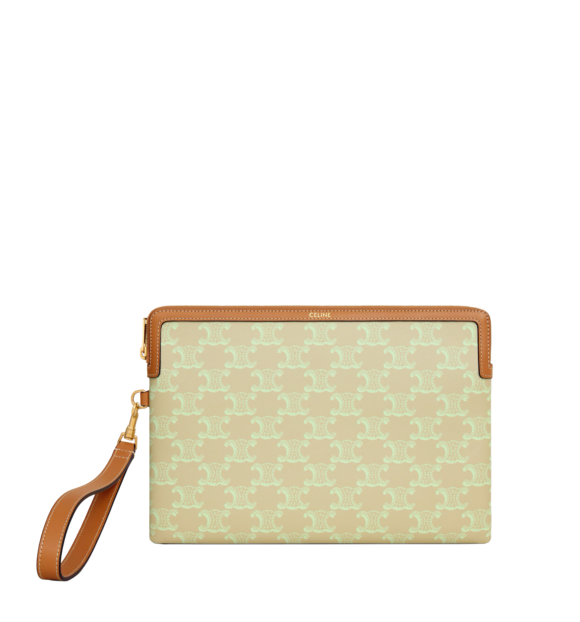 Small Pouch With Strap Cuir Triomphe In Toile Triomphe Et Veau