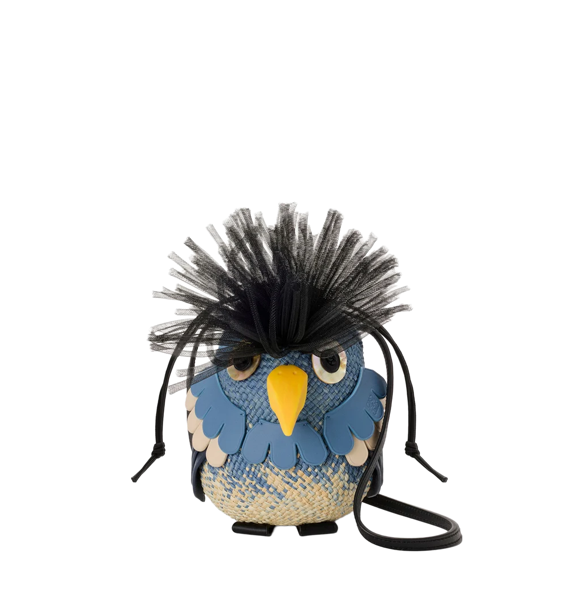 Bird bag in iraca palm and calfskin