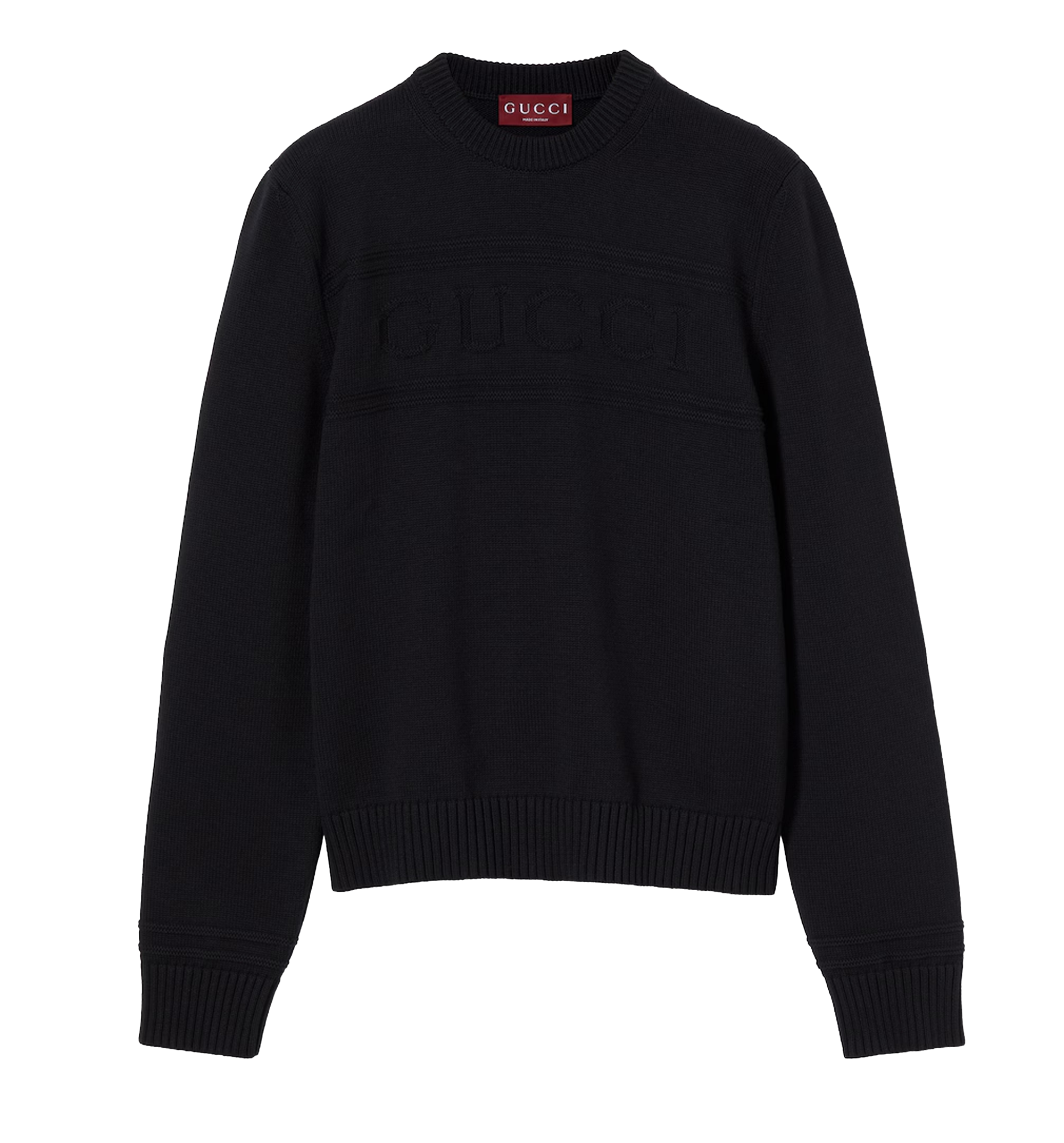 Knit cotton wool sweater with intarsia