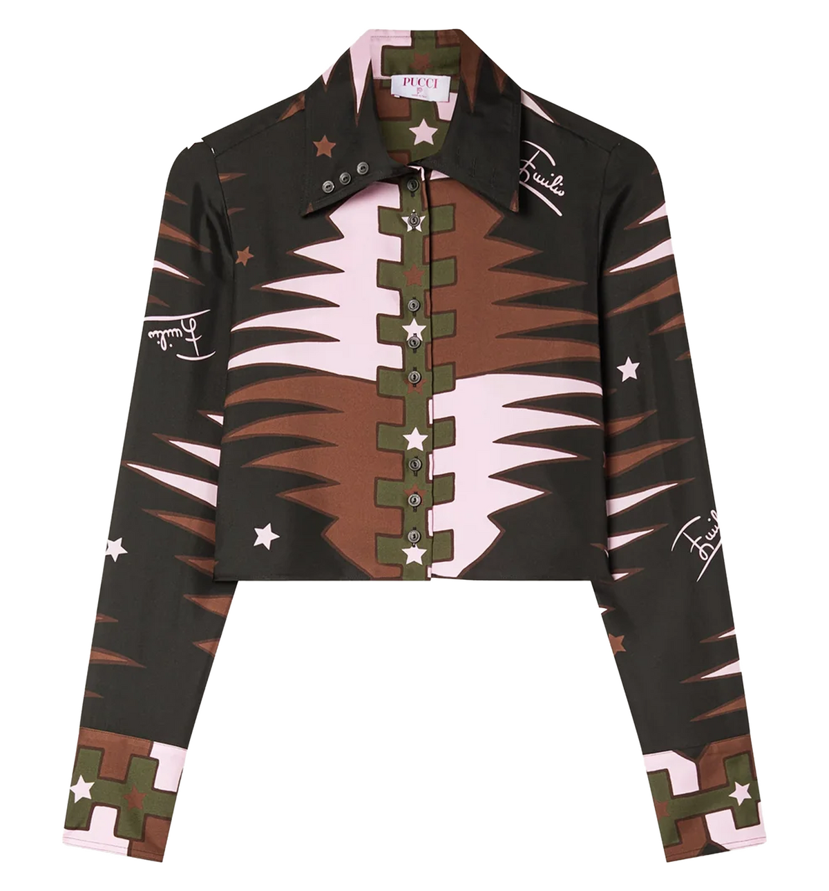 Valdimontone Print Silk Crop Shirt