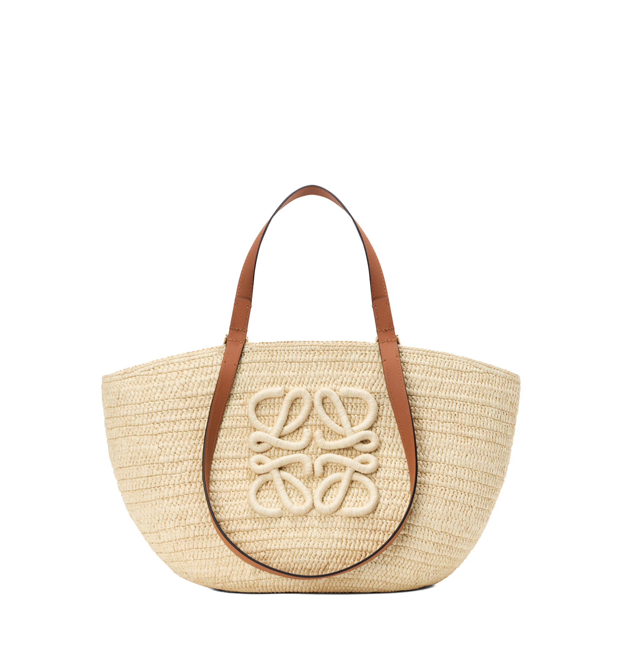 Medium Eclipse basket in raffia and calfskin
