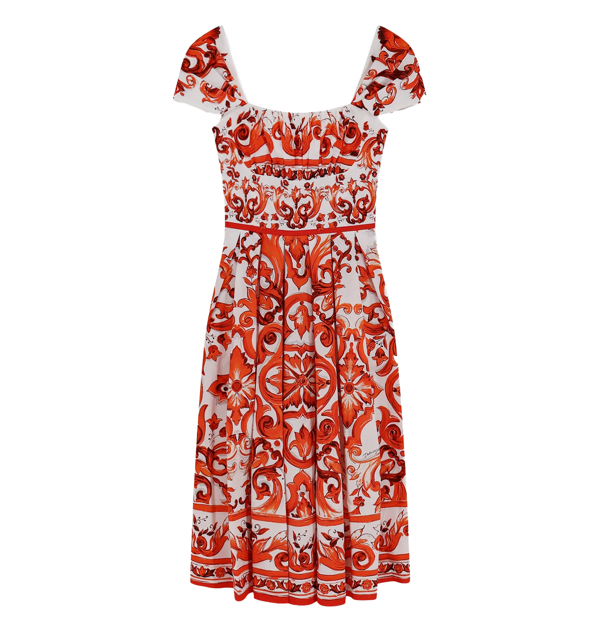 Majolica-print poplin dress