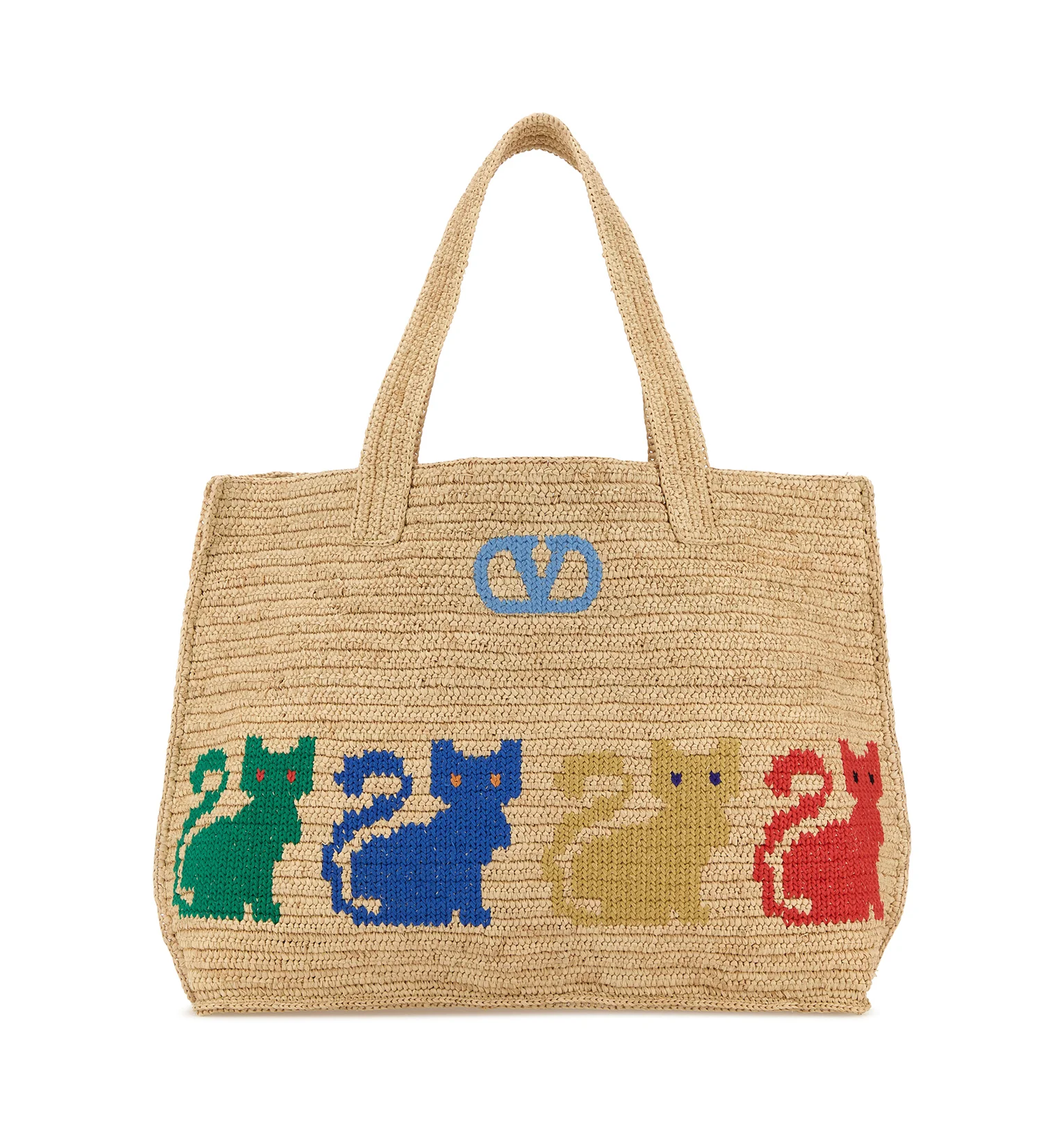 Raffia VLogo Signature shopping bag