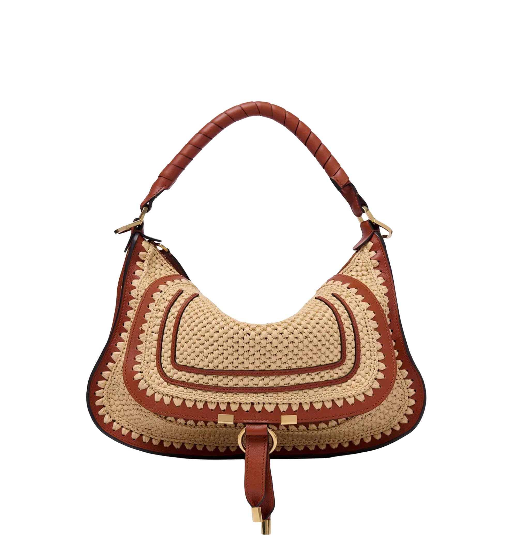Small Marcie shoulder bag in raffia-effect