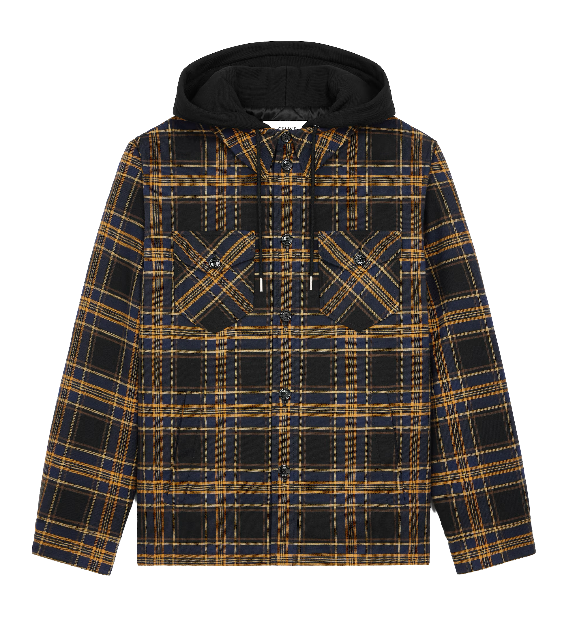 Hooded overshirt in checked cotton