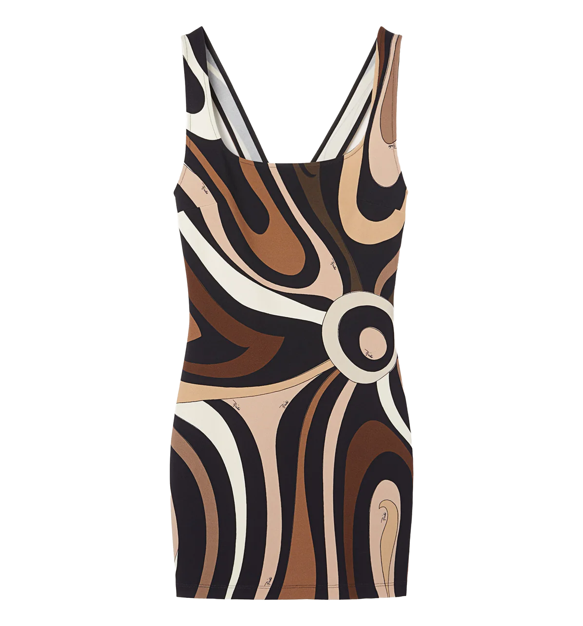 Marmo Print Mini Dress with Square Neckline