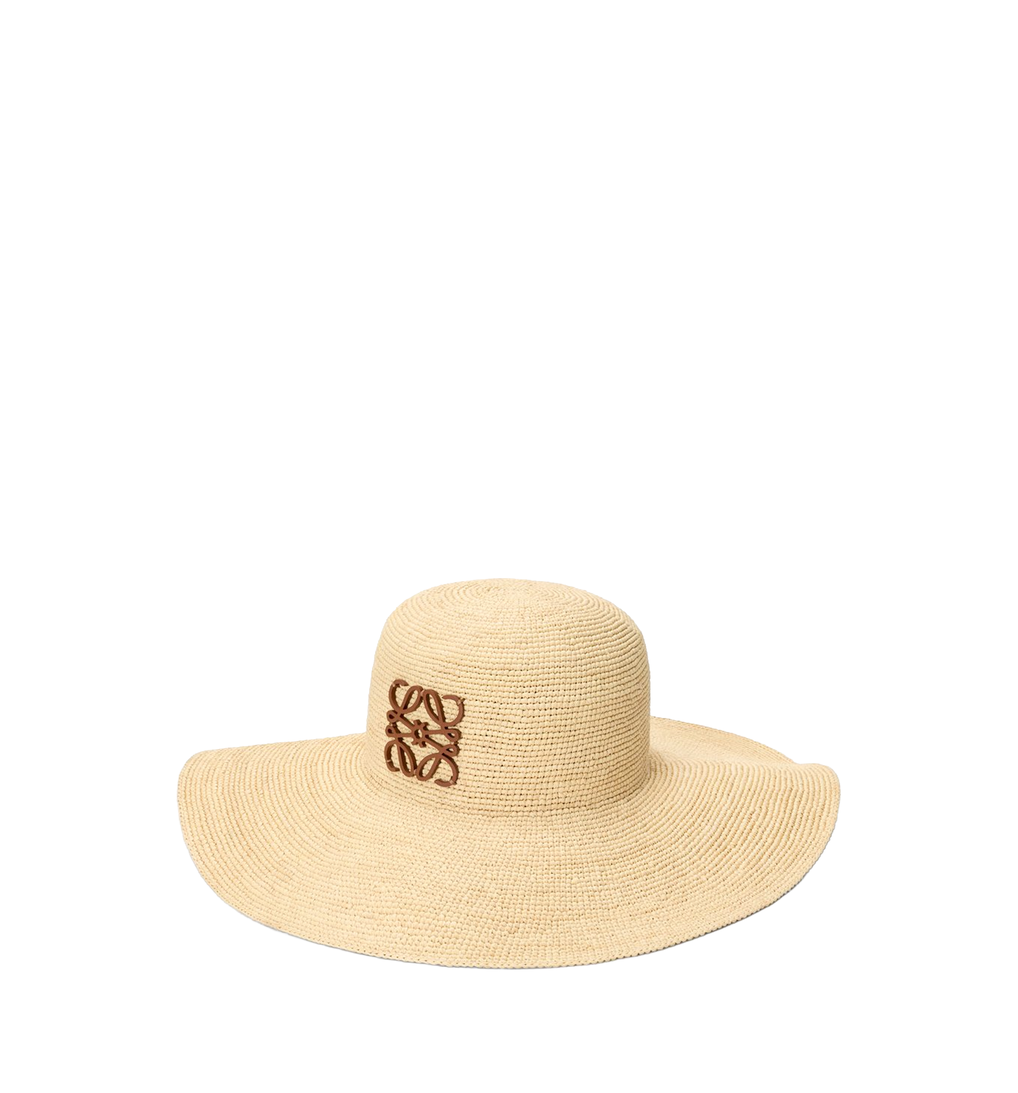 Sun hat in raffia and calfskin