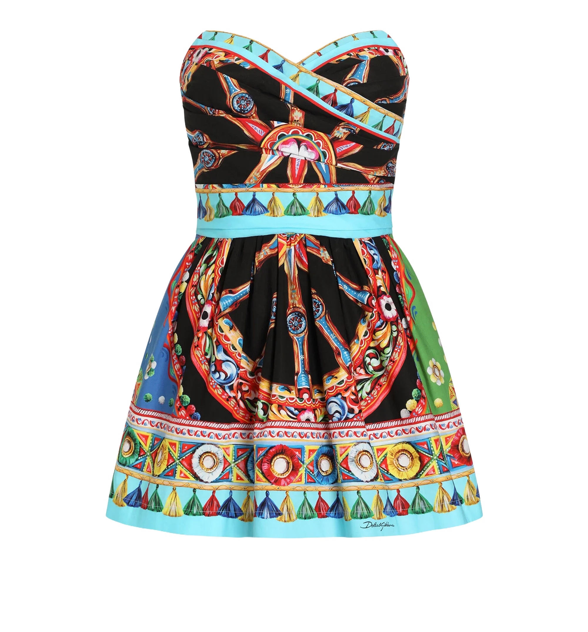 Carretto-print poplin dress