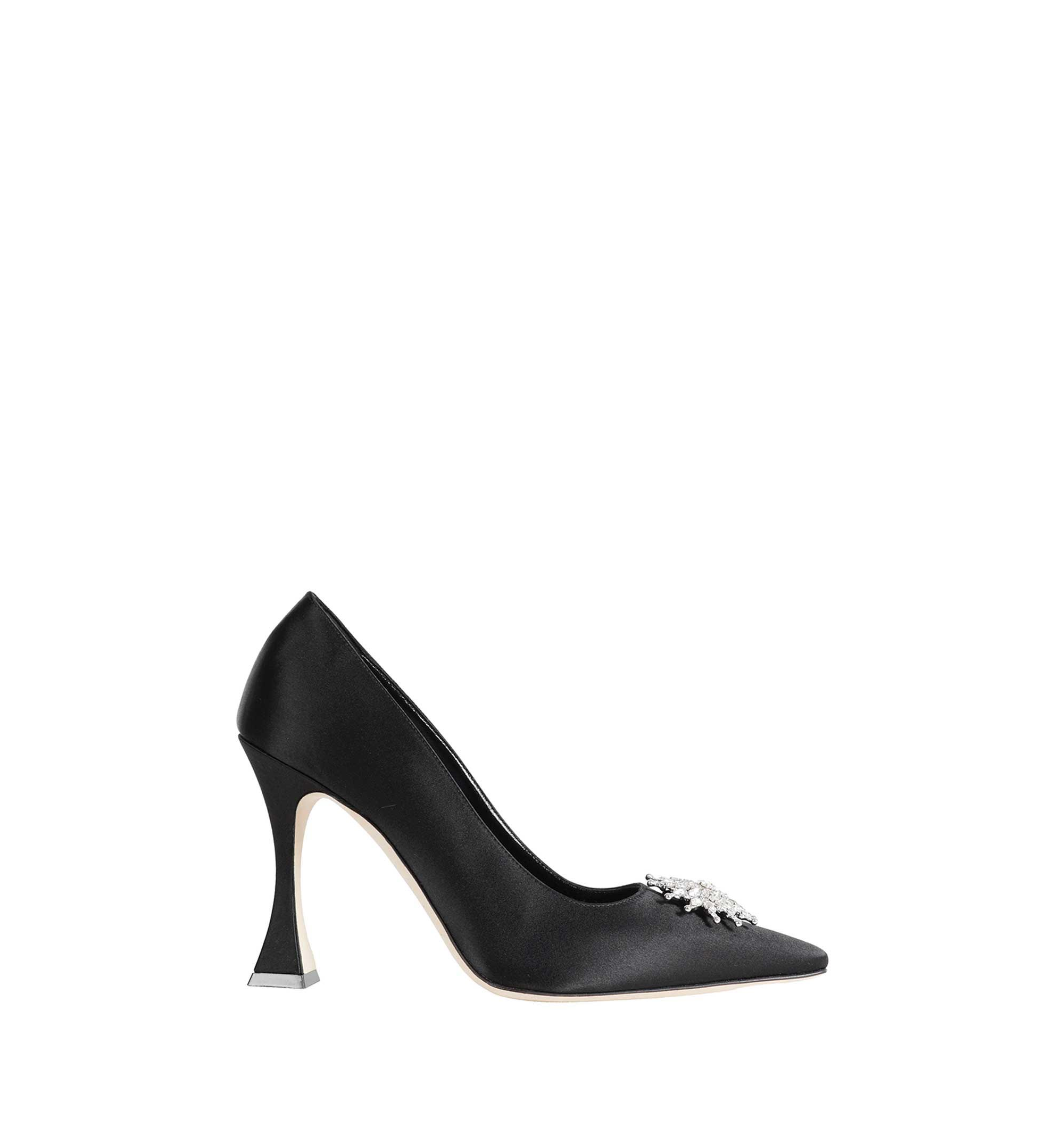 Satin Crystal Embellished Pumps