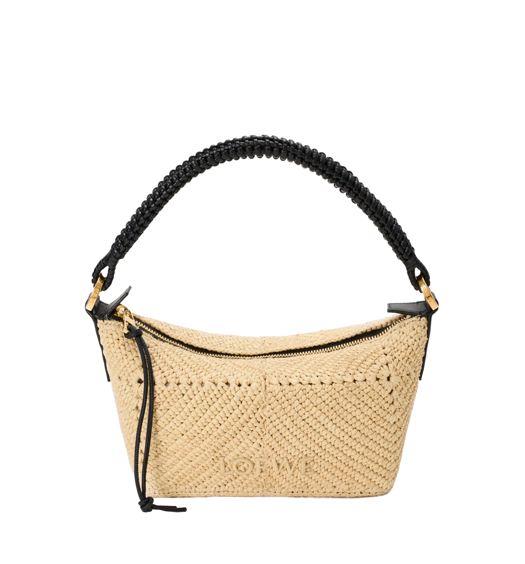 Cala mini bag in classic calfskin and raffia