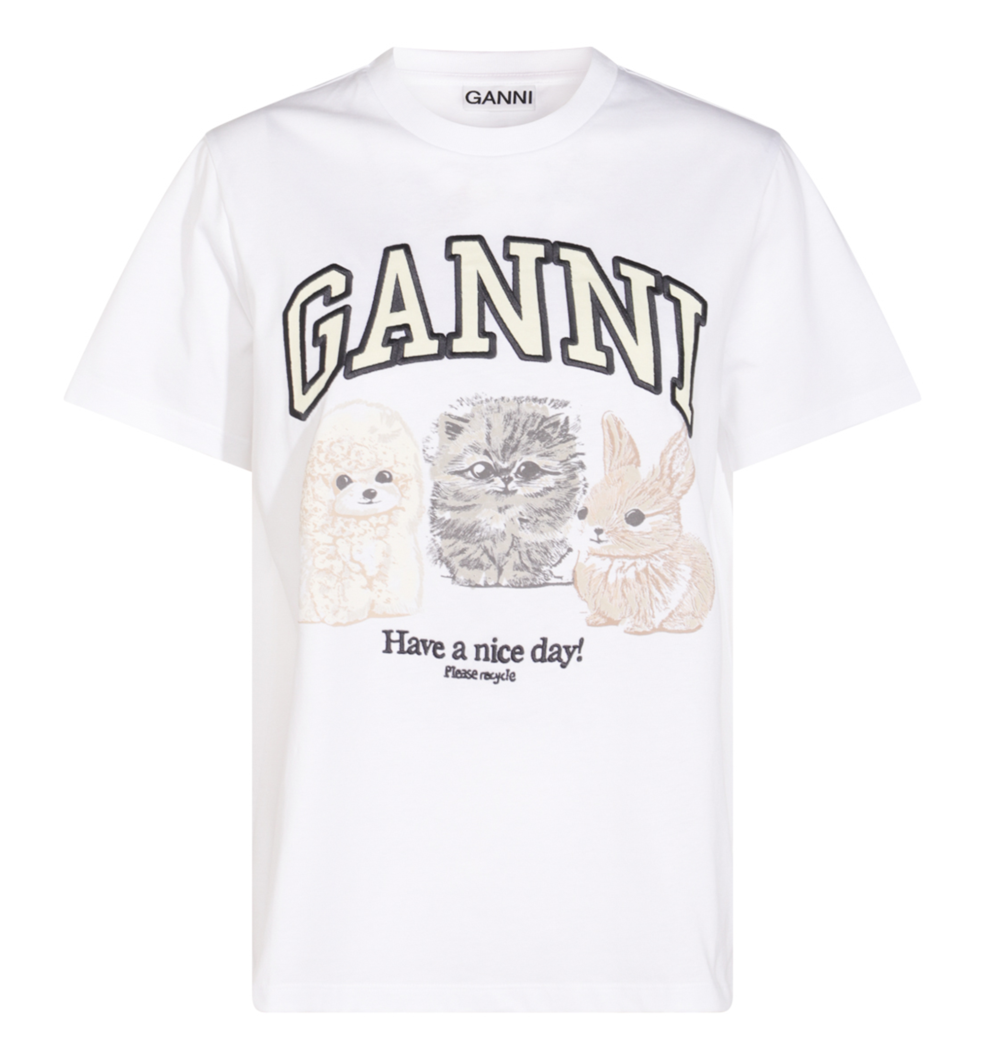 White Relaxed Jersey Bunny, Kitten, Puppy T-shirt