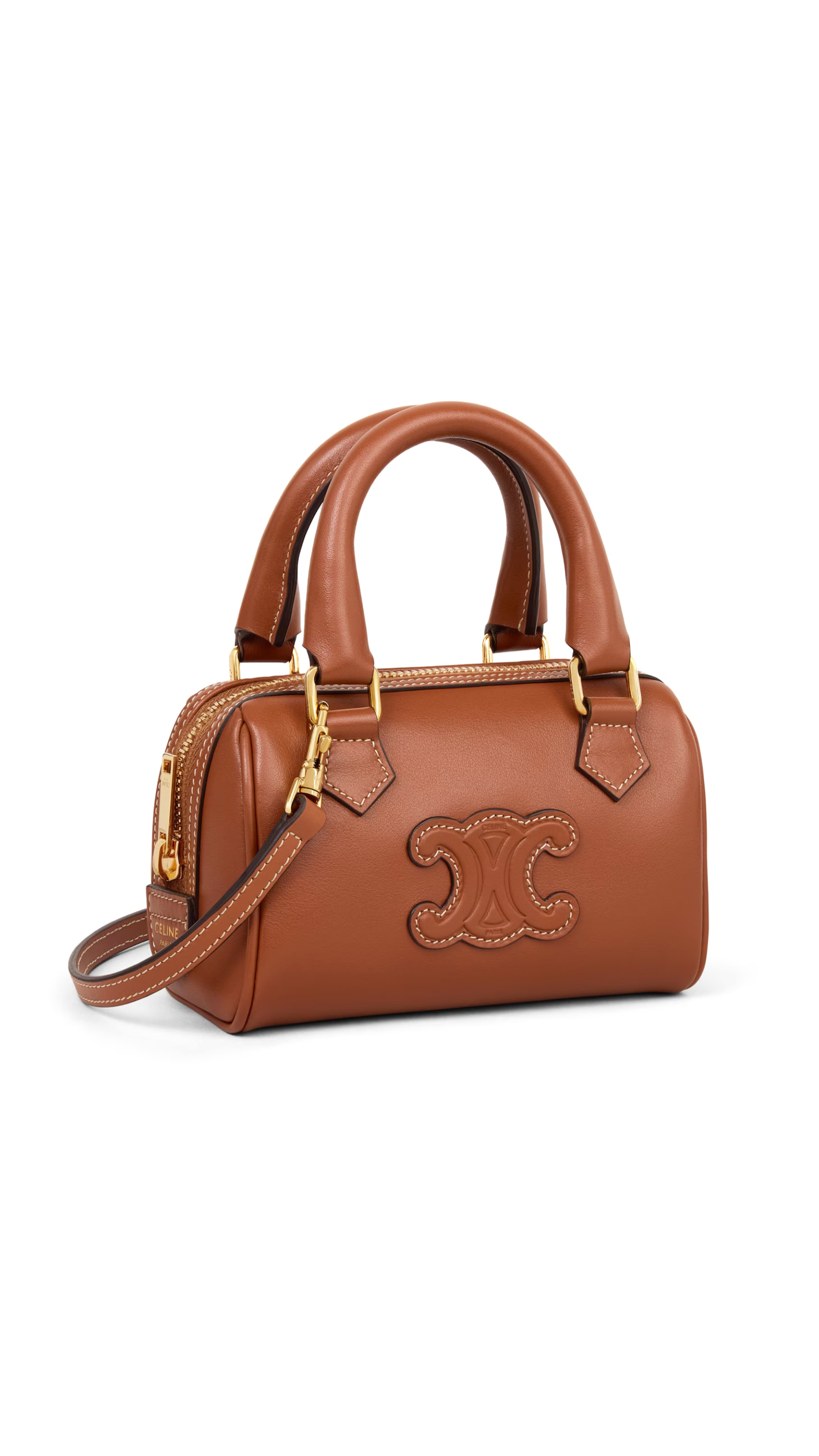 Mini Boston Bag in Smooth Calfskin - Tan
