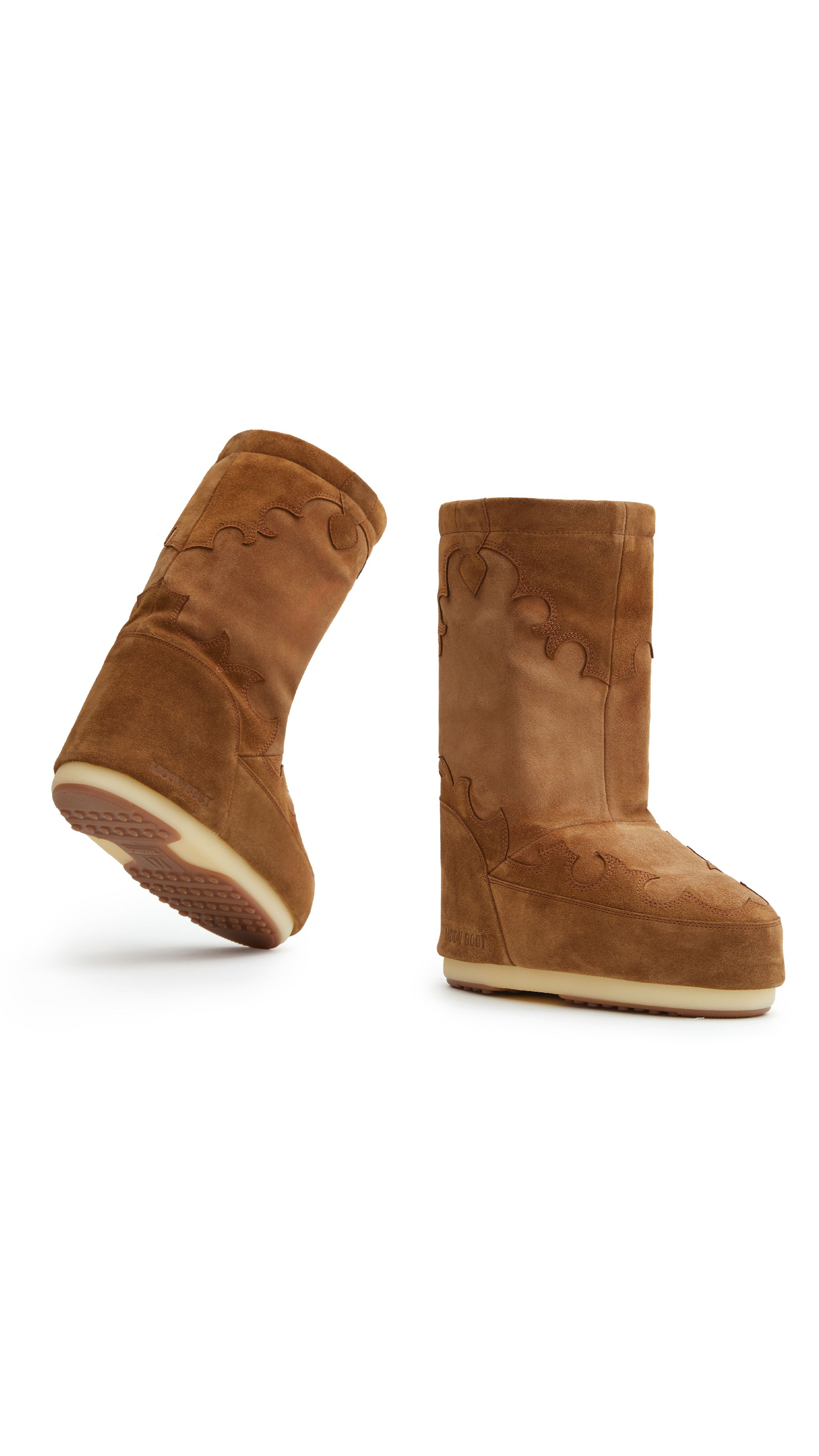 Icon Boots in Suede Embroidery - Brown