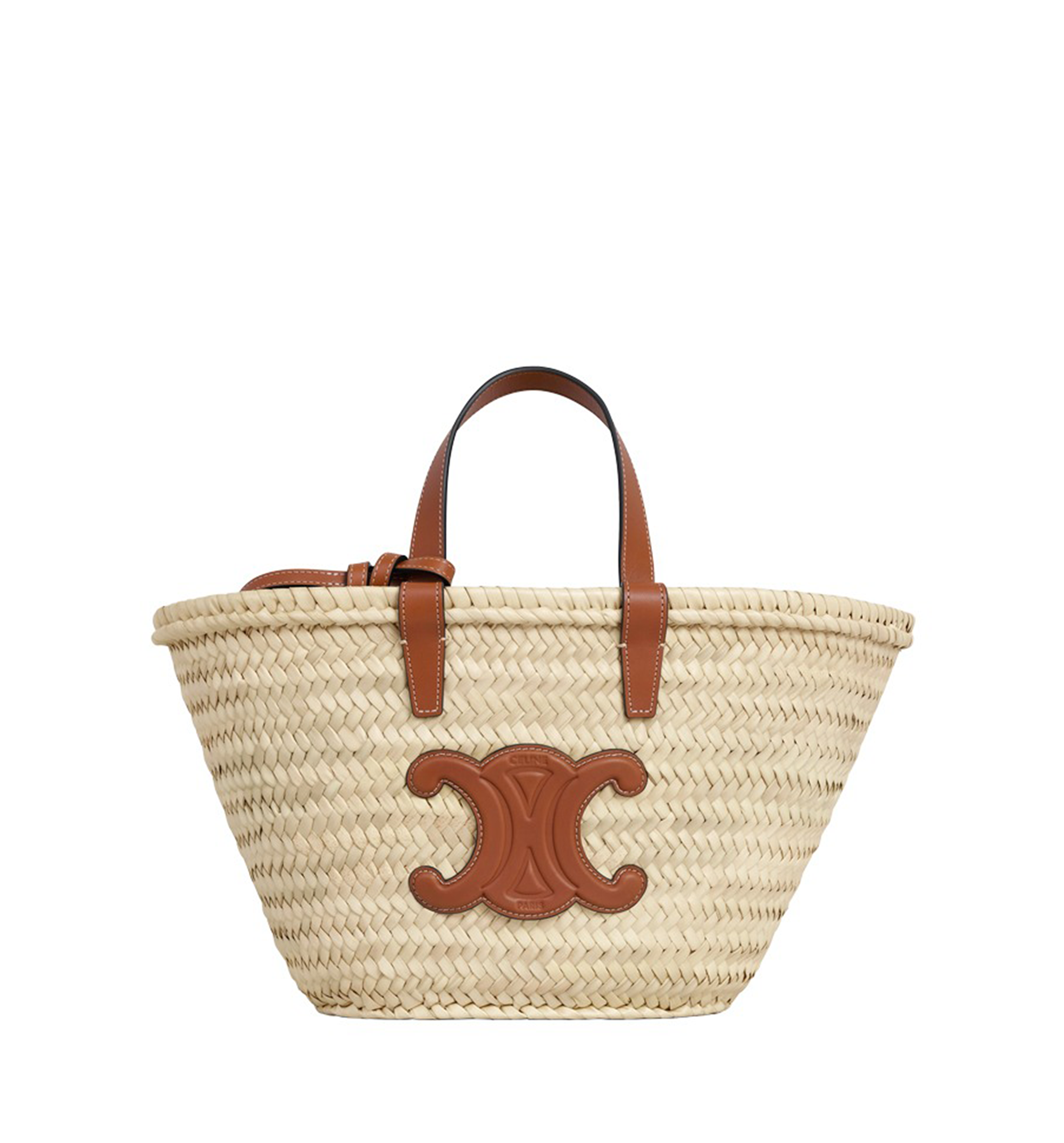 Teen Triomphe Classic Panier in Palm Leaves and Calfskin