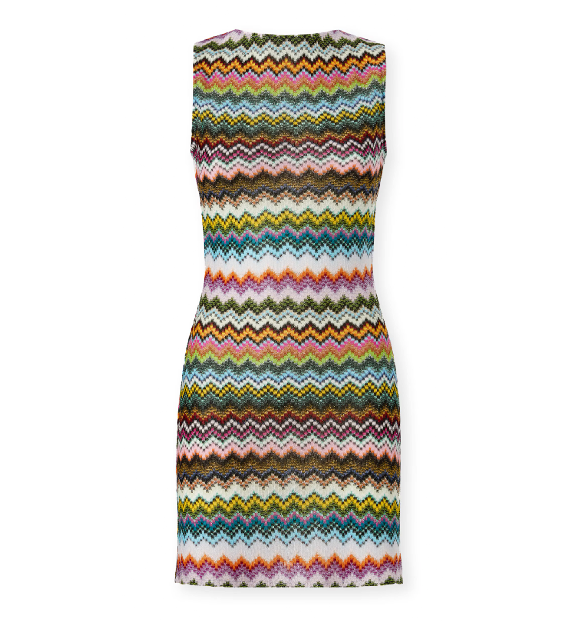 Short cover-up in lamé viscose with pixel-effect zigzag motif