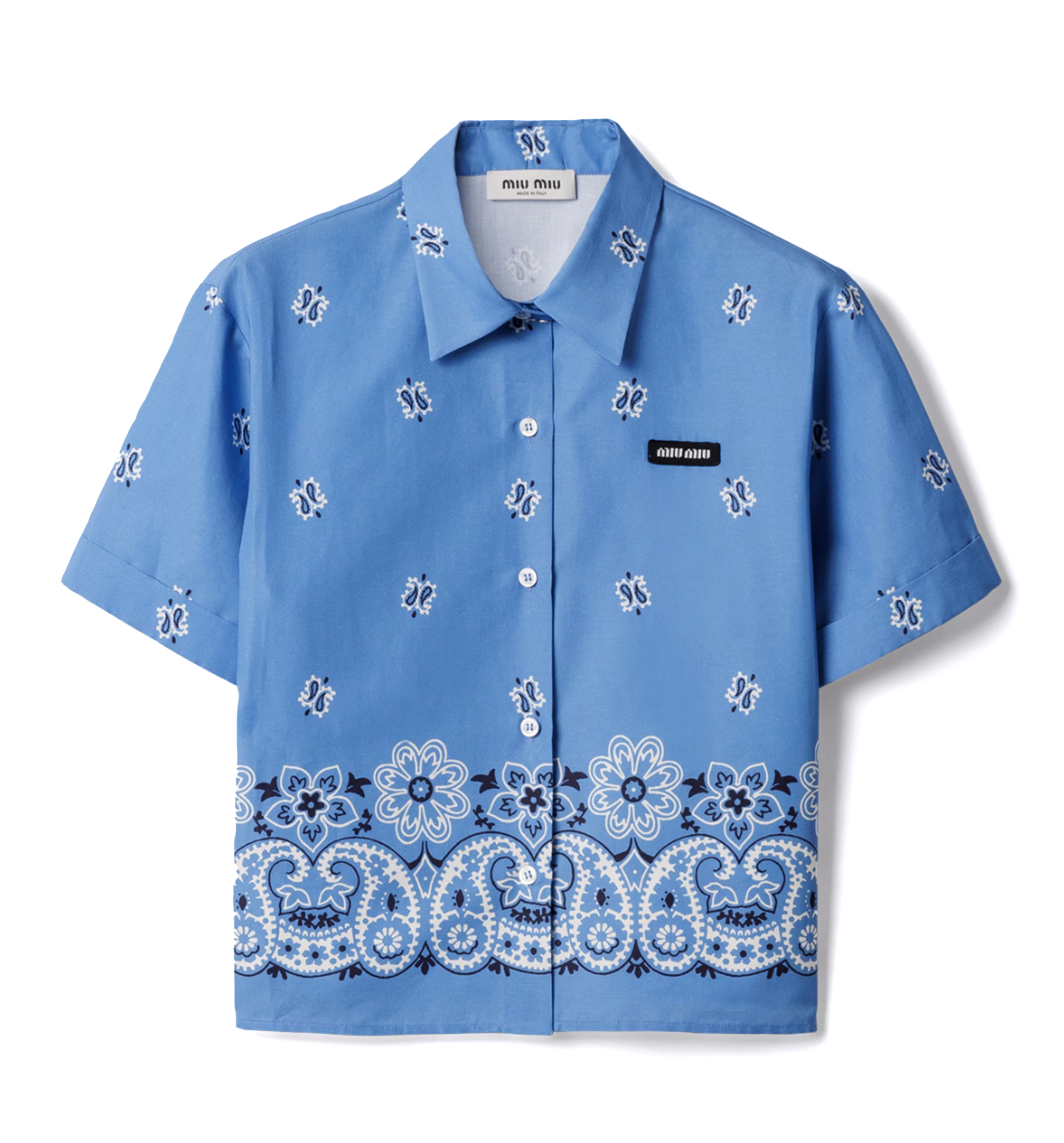 Printed slubbed poplin shirt
