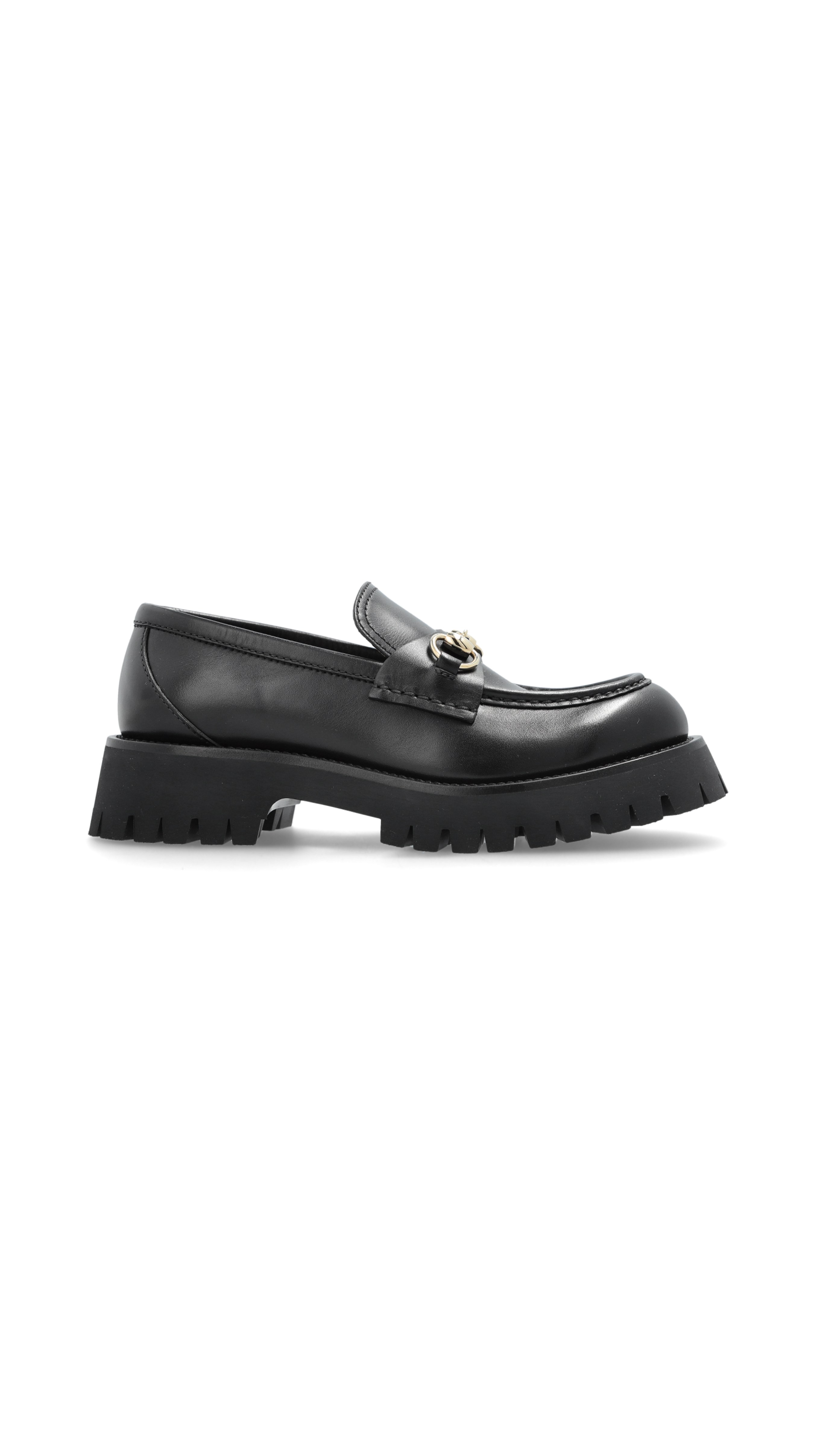 Lug Sole Loafer with Horsebit - Black