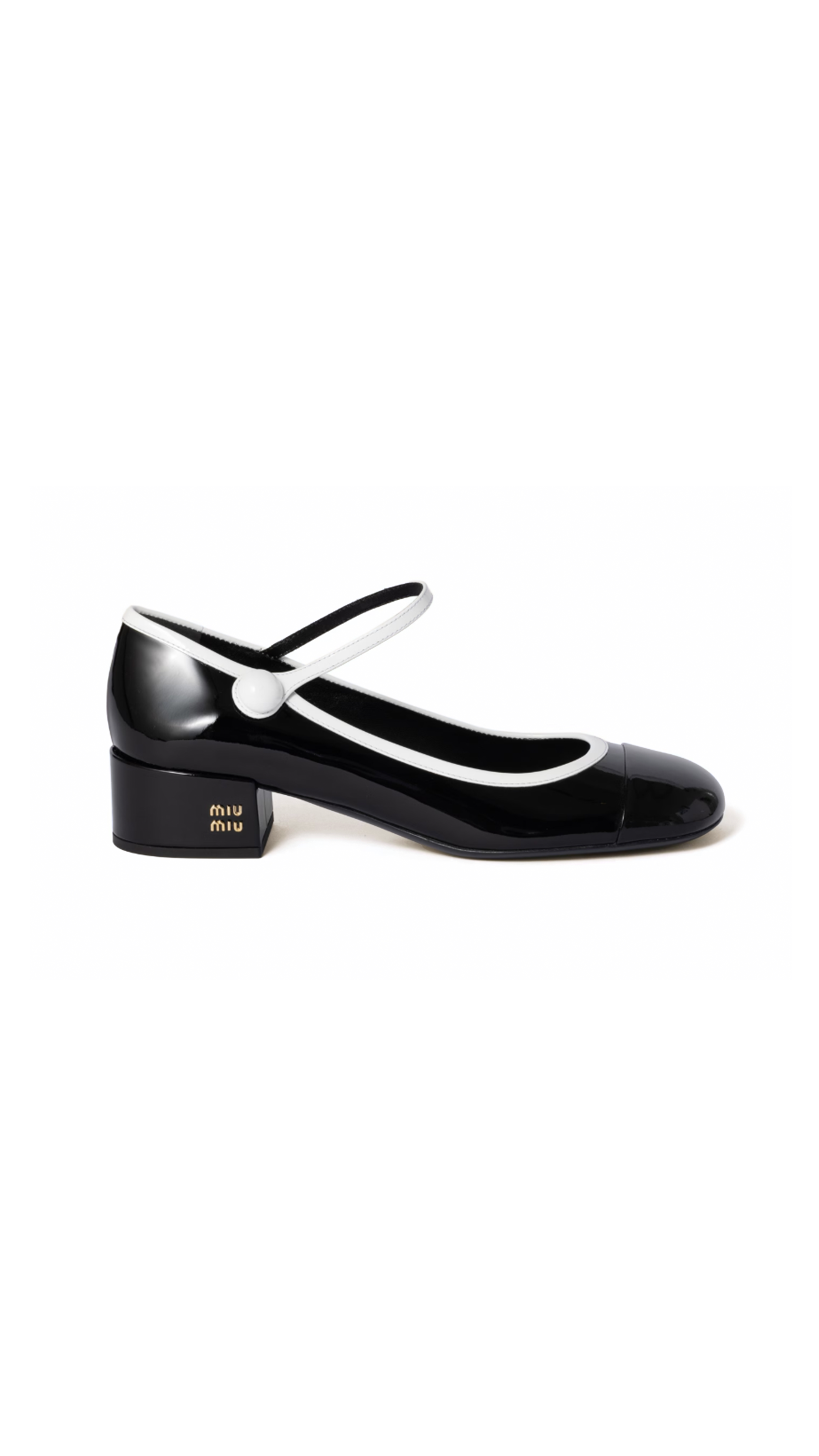 Two-tone Patent leather Mary Jane Pumps - Black/White