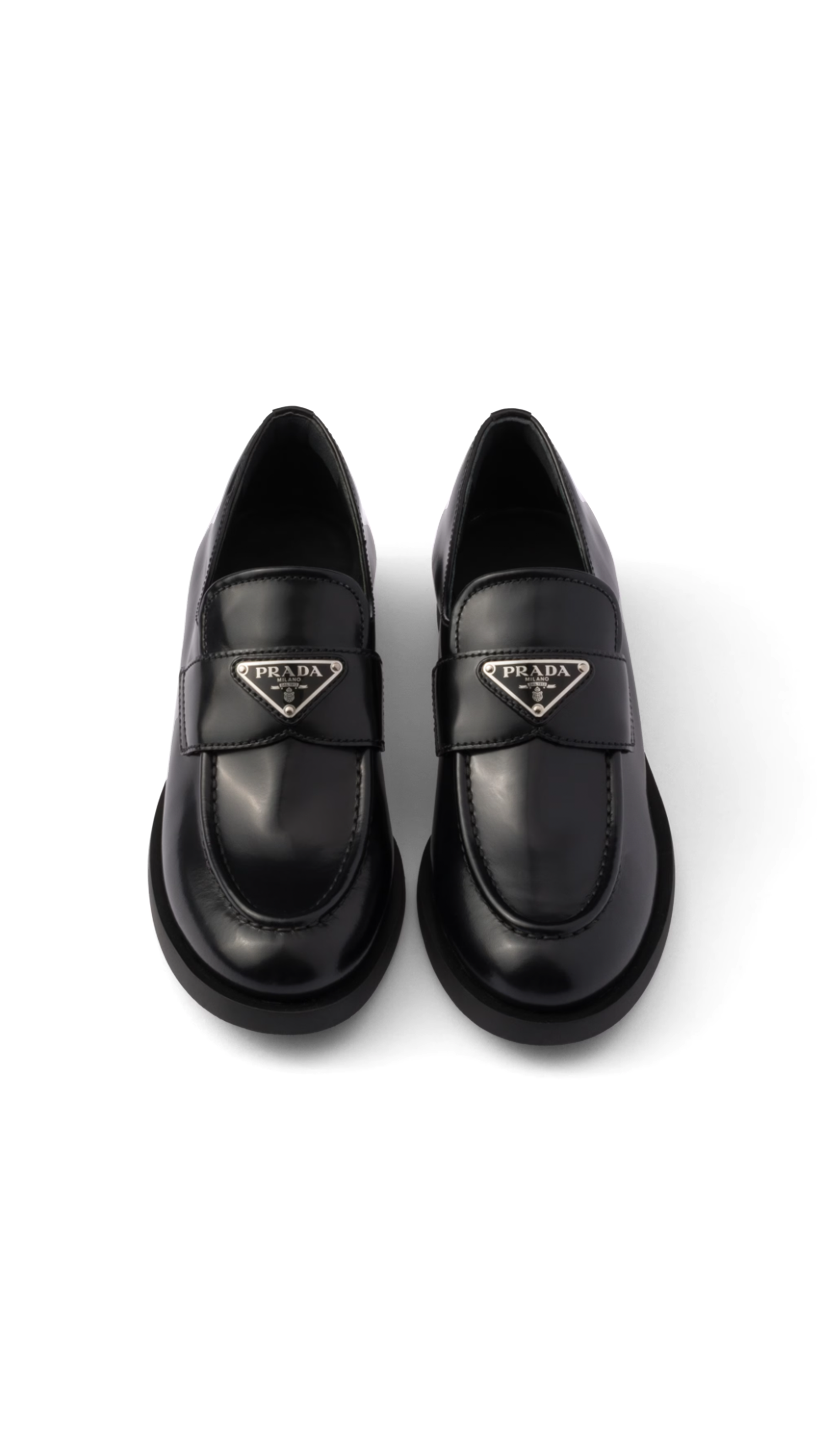 Brushed Leather Loafers - Black