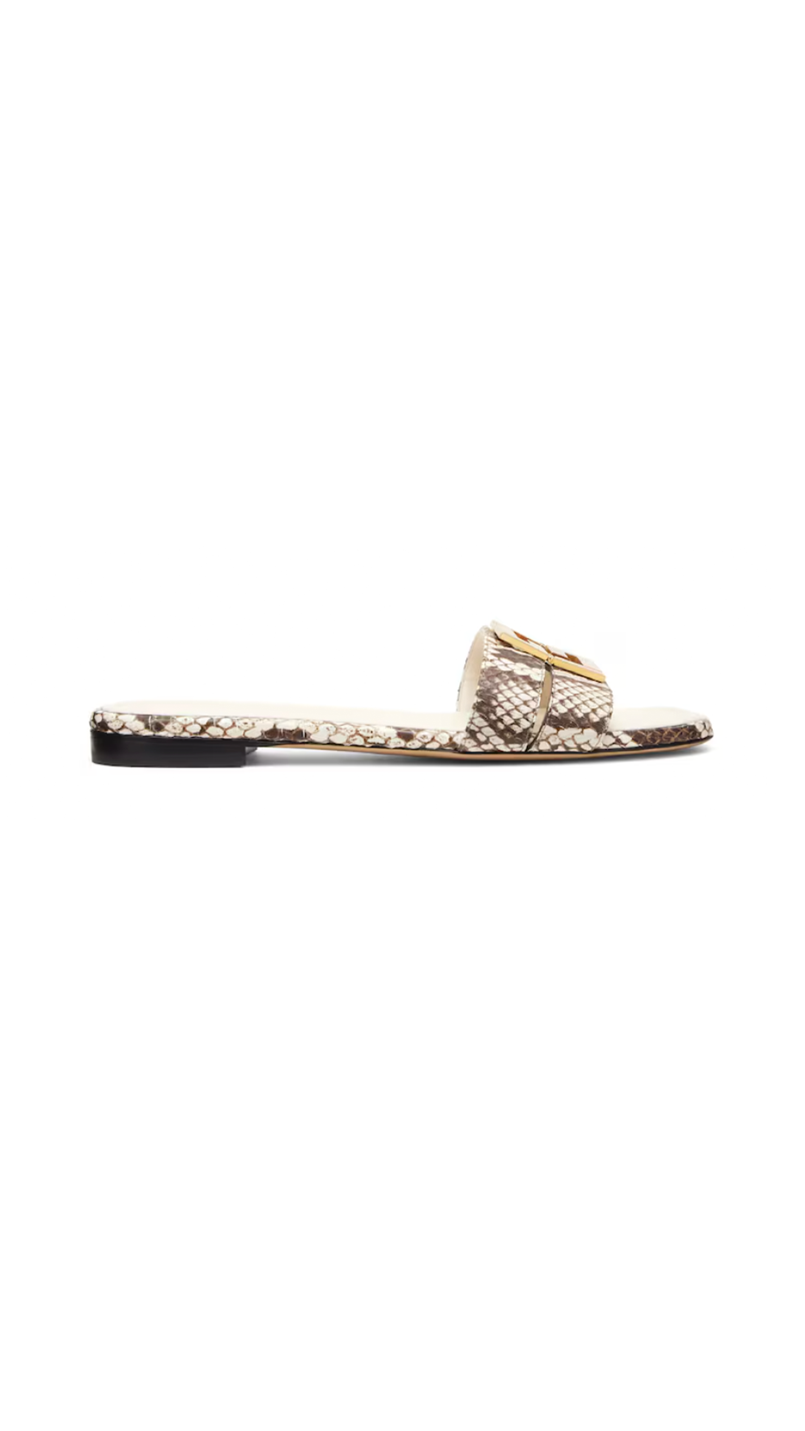 FFold Eel Leather Slide Sandals - White/Brown