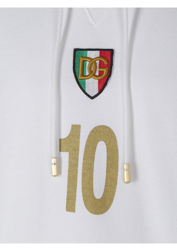 Jersey hoodie with patch - White