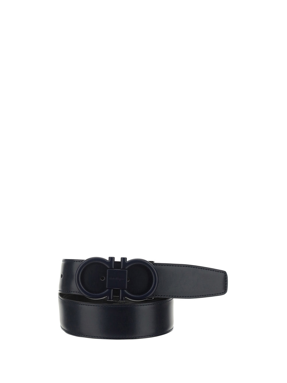 Adjustable And Reversible Gancini Belt - Blue Marine
