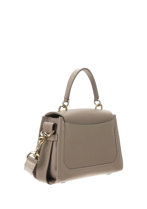 Mini Tess Day Bag in Grained & Shiny Calfskin - Powder