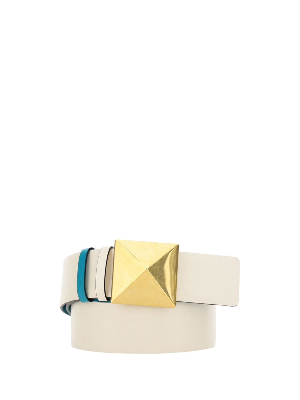 Reversible One Stud Belt In Calfskin 40MM - White / Blue