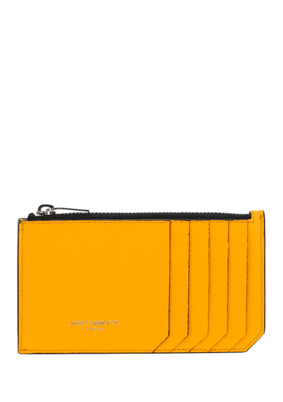 Fragments Zipped Card Case In Grain De Poudre-Embossed Leather - Orange