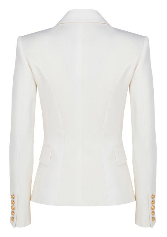 Grain de Poudre Double-Breasted Jacket - White.