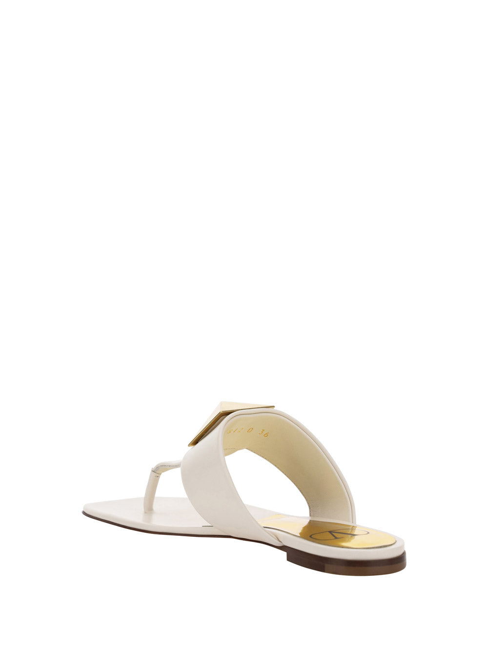 One Stud Calfskin Flat Thong Sandal - Light Ivory