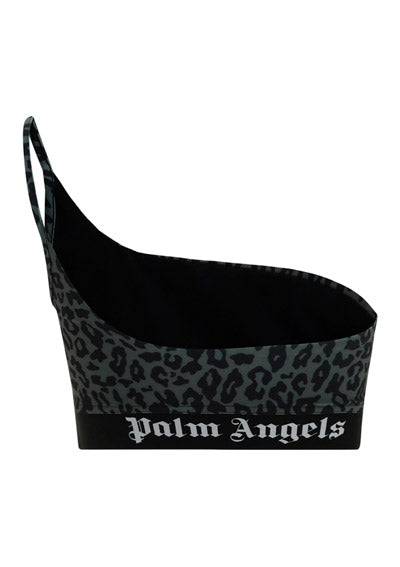 Leopard One Shoulder Track Top - Black