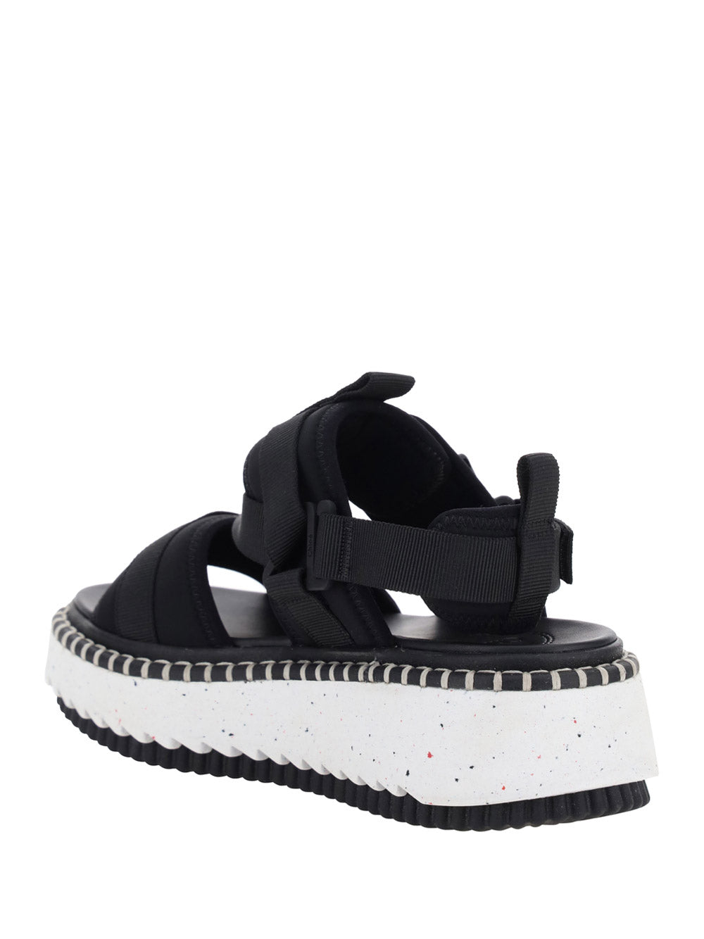 Lilli Sporty Flat Sandal In Recycled Textile - Black