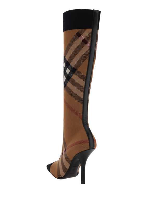 Knitted Check Sock Boots