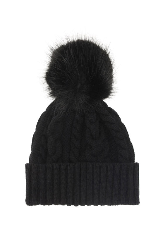 Beanie With Pom Pom - Black