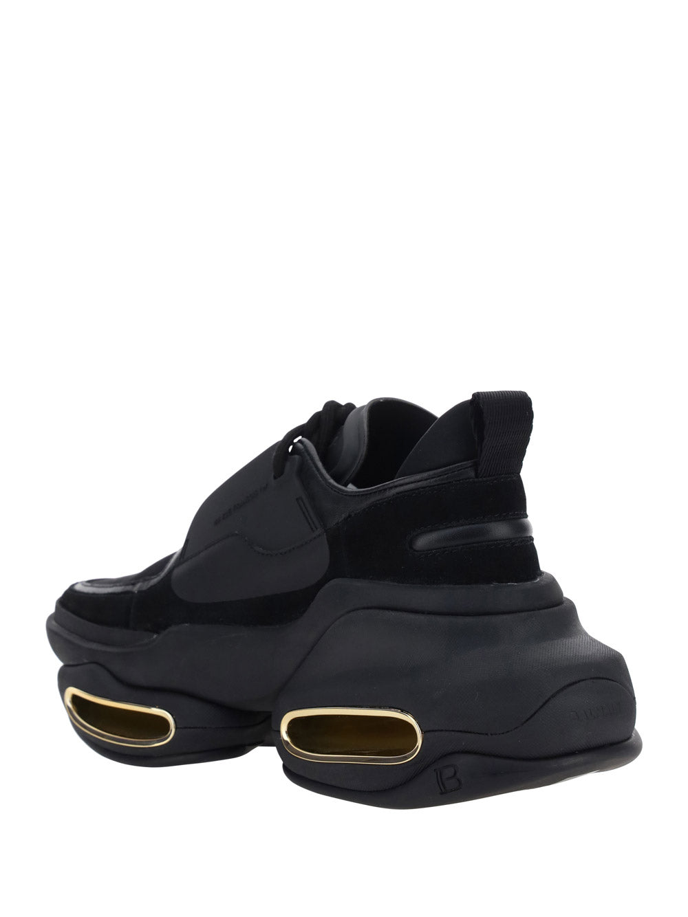 Black Leather and Suede B Bold Low-top Sneakers - Black