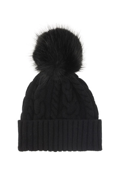 Beanie With Pom Pom - Black