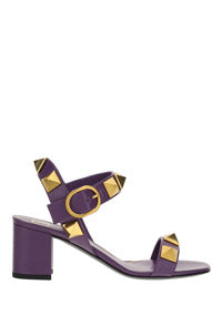 Roman Stud Calfskin Sandal 60MM - Purple