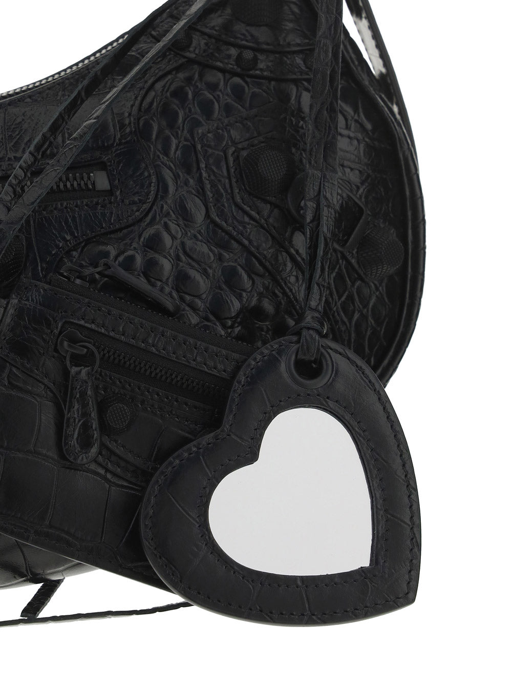 Le Cagole XS Shoulder Bag Crocodile Embossed - Black