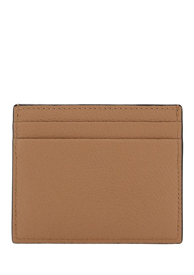 VLogo Signature Cardholder in Grainy Calfskin - Rose Canelle