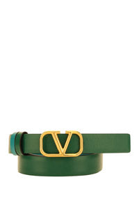 Reversible Vlogo Signature Belt In Shiny Calfskin 20MM- Green / Blue