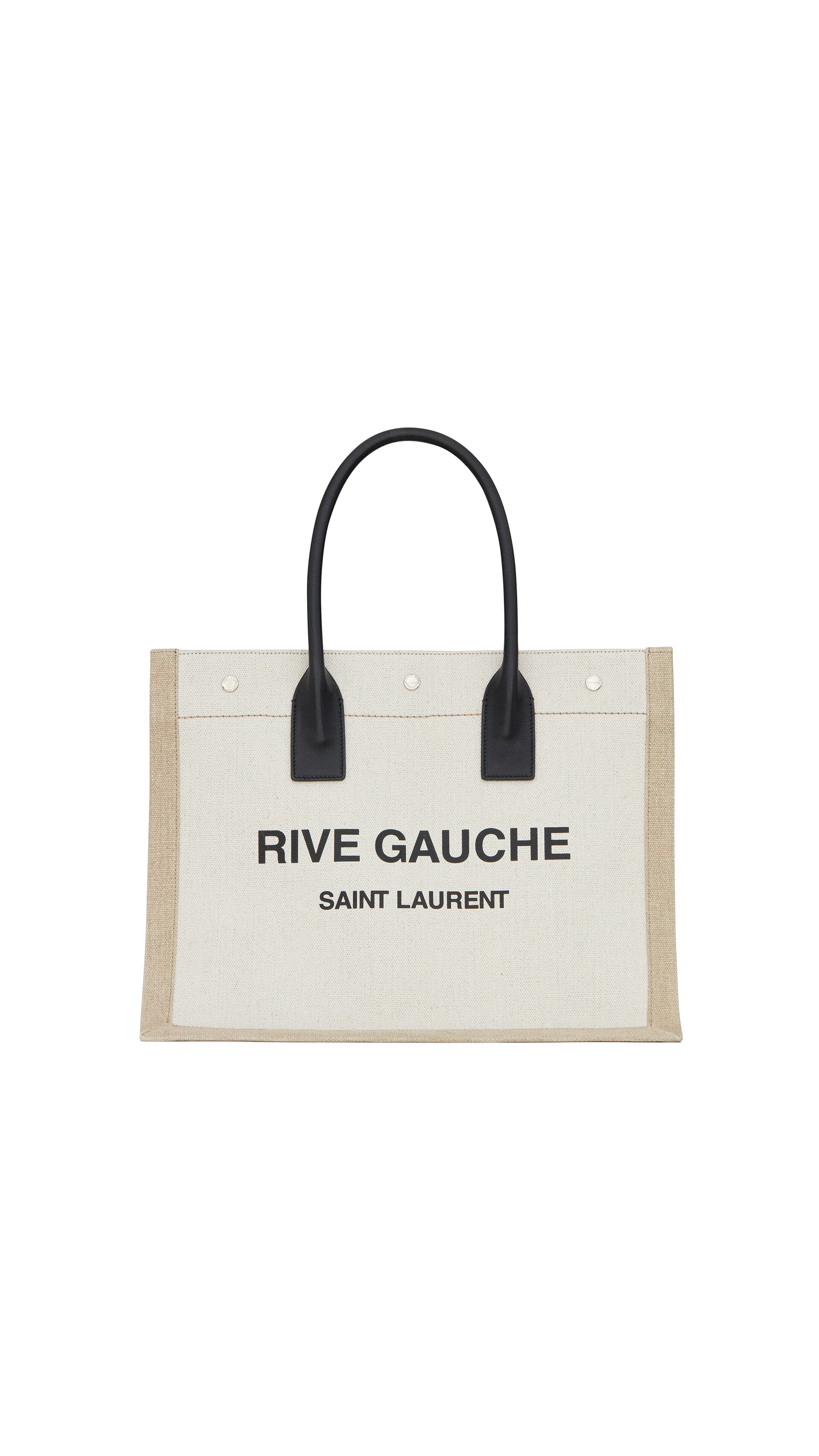 RIVE GAUCHE SMALL TOTE BAG IN LINEN AND LEATHER