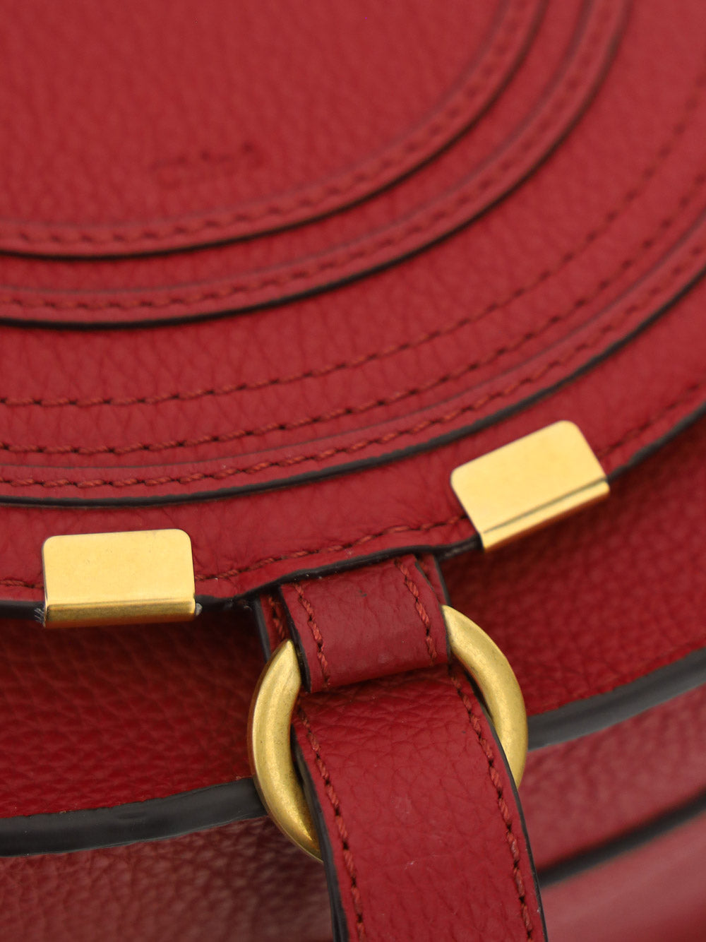 Mini Marcie Saddle Bag in Grained Calfskin - Smoked Red