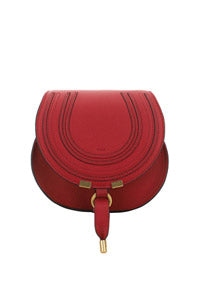 Mini Marcie Saddle Bag in Grained Calfskin - Smoked Red