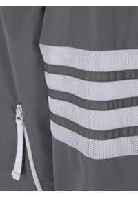 Sustainable Ripstop Mesh 4-Bar Hooded Zip Up Jacket - Grey