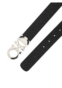 Reversible And Adjustable Gancini Belt - Black